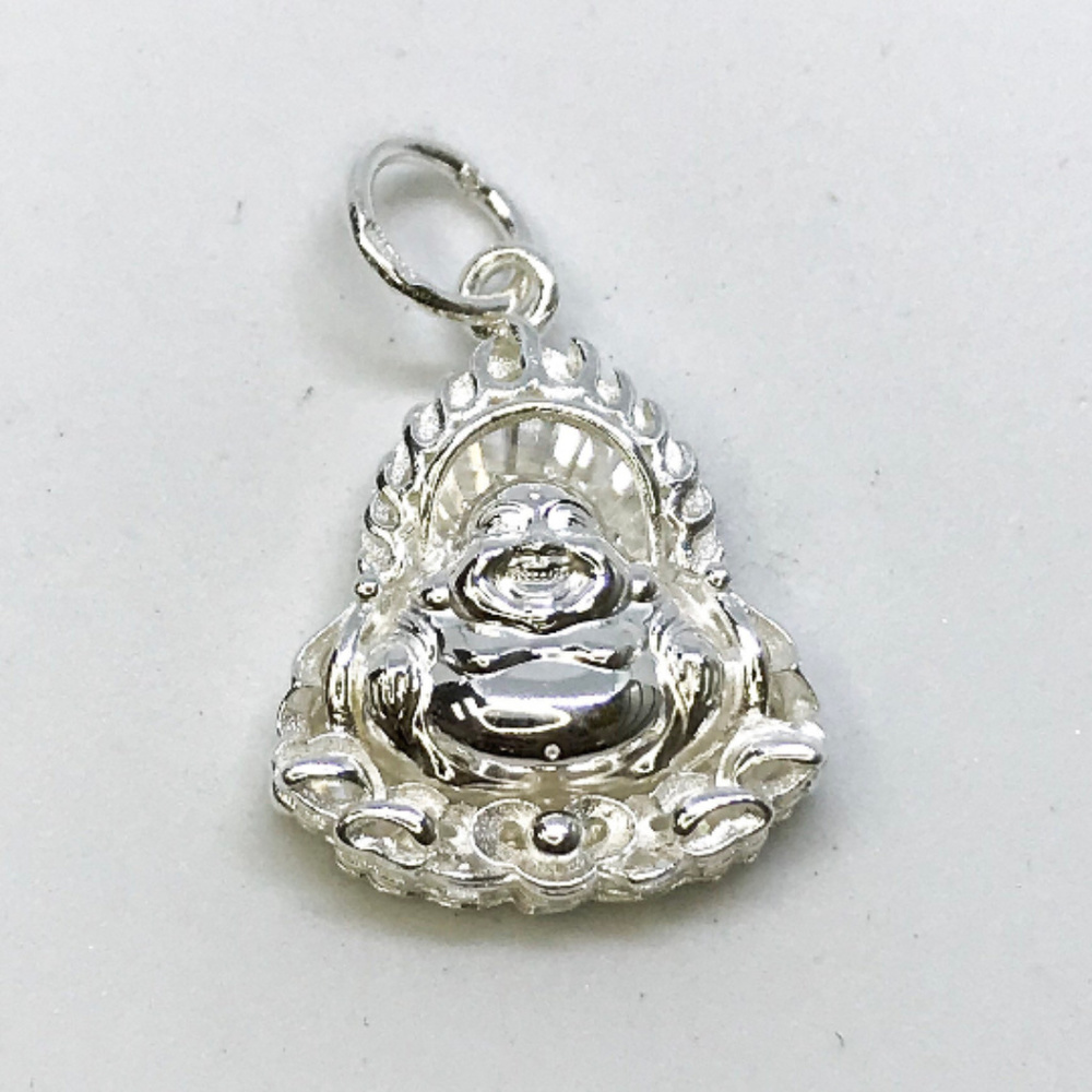 New Sterling Silver Religious Fat Buddha Pendant